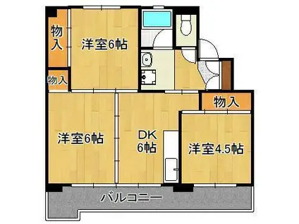 ビレッジハウス直方東 1号棟(3DK/4階)の間取り写真