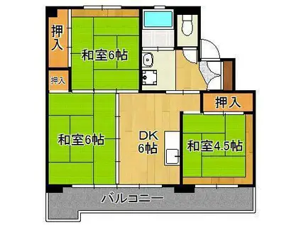 ビレッジハウス直方東 3号棟(3DK/3階)の間取り写真