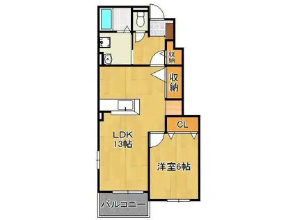 ロワンテール Ⅳ(1LDK/1階)の間取り写真