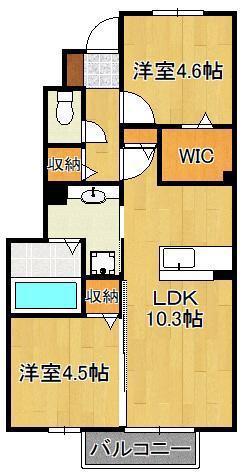 コスモ木屋瀬 A棟(2LDK/1階)の間取り写真