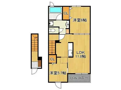 セレクト光2(2LDK/2階)の間取り写真