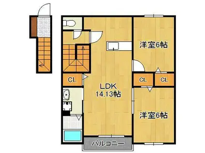 BELLE LEAD MISUMI(2LDK/2階)の間取り写真