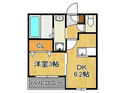 サンティール(1DK/1階)の間取り写真