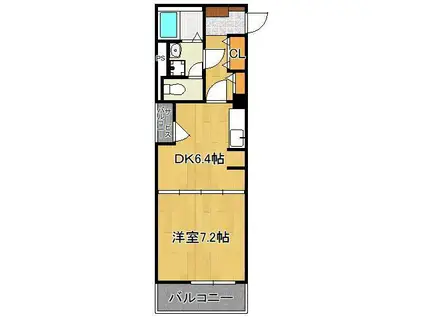 リバーサイド サン(1DK/3階)の間取り写真