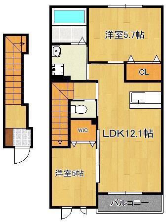 HELLO PLACE(2LDK/2階)の間取り写真