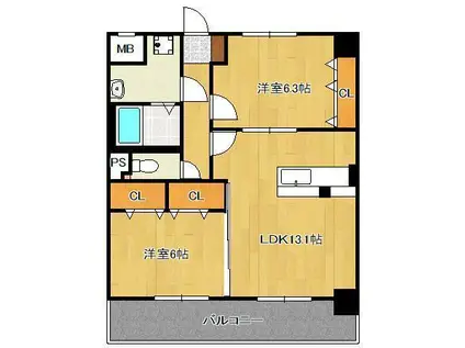 メディアパークⅦ(2LDK/4階)の間取り写真