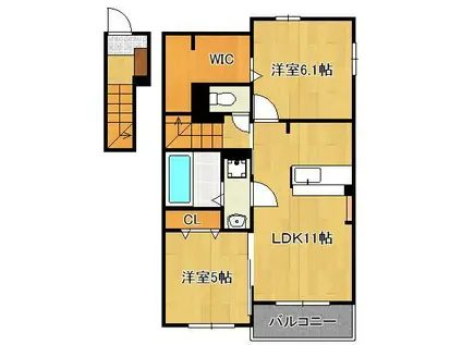 リオ・グランデ直方2番館(2LDK/2階)の間取り写真