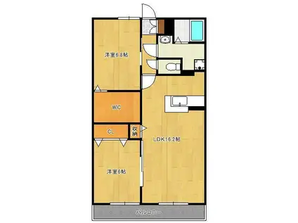 SERENA直方 A棟(2LDK/2階)の間取り写真