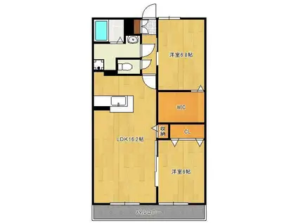 SERENA直方 B棟(2LDK/2階)の間取り写真