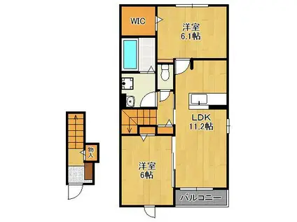 ティーダ感田A(2LDK/2階)の間取り写真