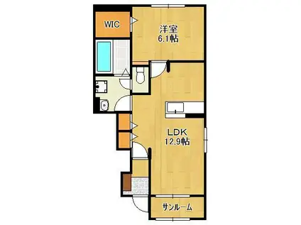 ニューメゾン感田A(1LDK/1階)の間取り写真