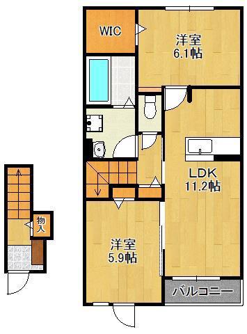 マイライフ直方Ⅱ(2LDK/2階)の間取り写真