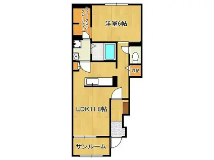 ブリーゼⅣ(1LDK/1階)の間取り写真