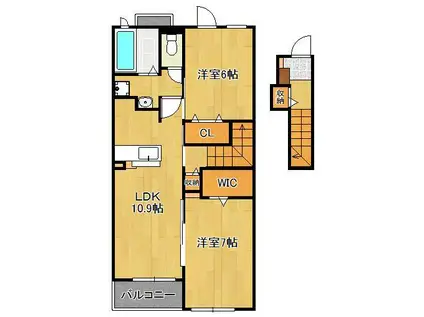 ソンリッサ茶屋の原 A(2LDK/2階)の間取り写真