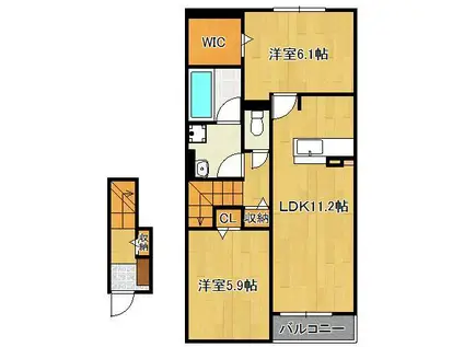 レジデンス感田 A(2LDK/2階)の間取り写真