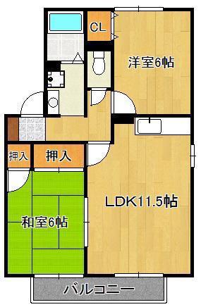 グランドゥールN C棟(2LDK/2階)の間取り写真