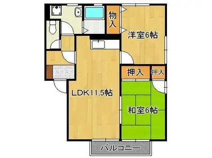 アル・カン・シェルC棟(2LDK/1階)の間取り写真