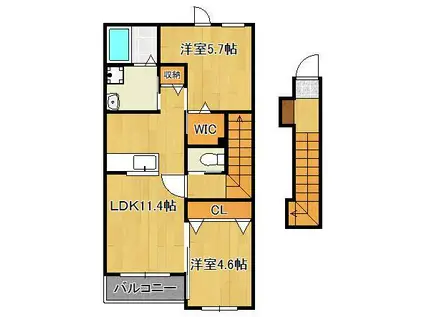 FREEDOM フリーダム(2LDK/2階)の間取り写真