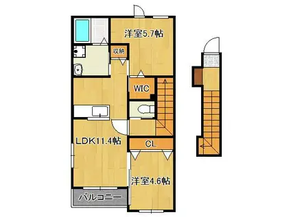 FREEDOM フリーダム(2LDK/2階)の間取り写真