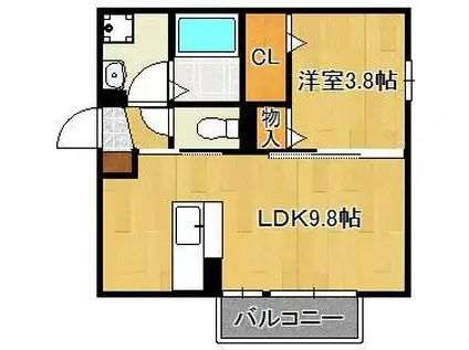 喜宝 ICHINOSE(1LDK/2階)の間取り写真