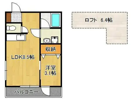 LINDY TONNO(1LDK/2階)の間取り写真