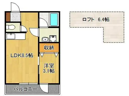 LINDY TONNO(1LDK/2階)の間取り写真