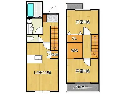 グランスタ馬場山Bコート(2LDK/1階)の間取り写真