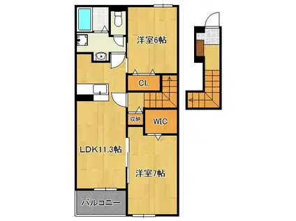 リヴェールコートⅡ(2LDK/2階)の間取り写真