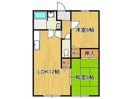 サンビレッジ星ヶ丘Ⅱ A棟(2LDK/1階)の間取り写真