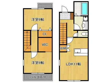 グランスタ馬場山Dコート(2LDK/1階)の間取り写真