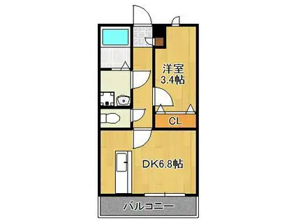 チェリーブロッサム感田(1DK/1階)の間取り写真