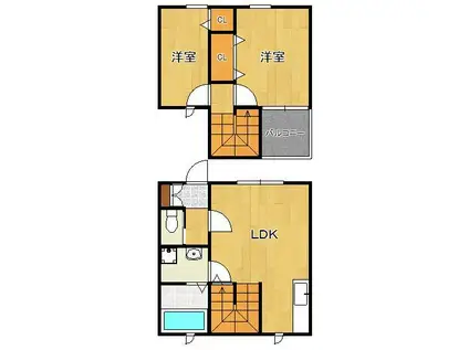 シアハウス三ヶ森(2LDK/1階)の間取り写真