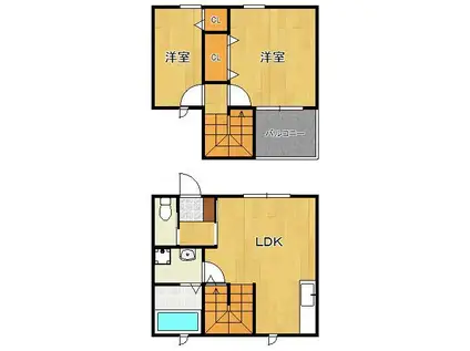 シアハウス三ヶ森(2LDK/1階)の間取り写真