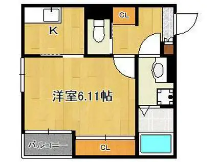 BRAVE BASE八幡南(1K/2階)の間取り写真