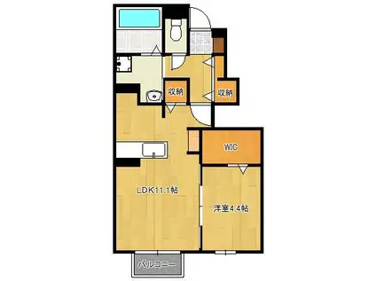 ドゥ・マリアージュ Ⅲ(1LDK/1階)の間取り写真