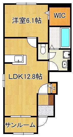 ランコントルⅡ(1LDK/1階)の間取り写真