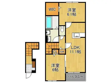 ランコントルⅡ(2LDK/2階)の間取り写真