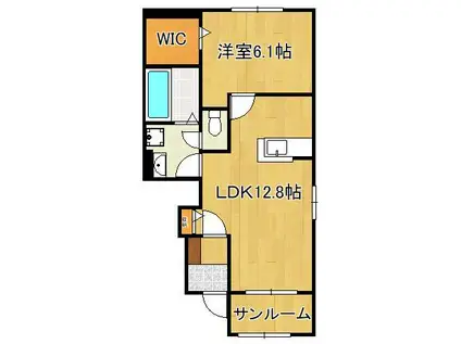 ランコントルⅡ(1LDK/1階)の間取り写真