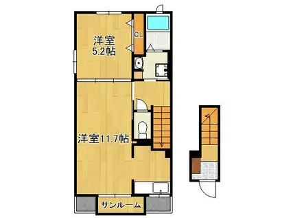 リンダカーサ(1LDK/2階)の間取り写真