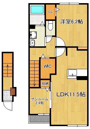 アライブ馬場山緑 Ⅰ(1LDK/2階)の間取り写真