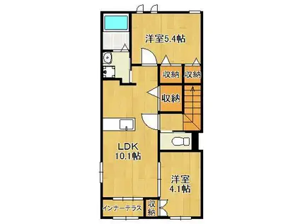 ルミナーレ上上津役(2LDK/2階)の間取り写真