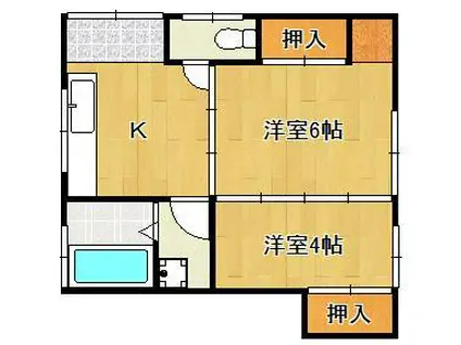 中泉長屋(2K/1階)の間取り写真
