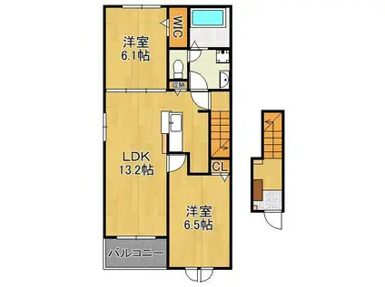 バランタインⅡ(2LDK/2階)の間取り写真