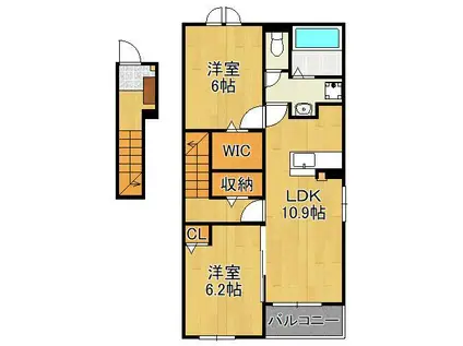 PARKSIDE COURTⅣ(2LDK/2階)の間取り写真