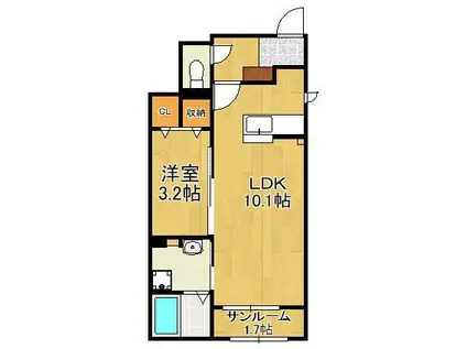 アルコバレーノ(1LDK/1階)の間取り写真