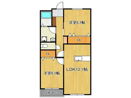 ヴァリオヴランカ(2LDK/2階)の間取り写真