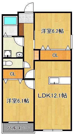 ヴァリオヴランカ(2LDK/2階)の間取り写真
