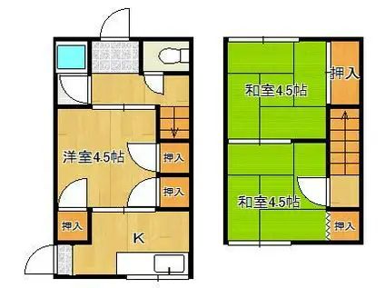 上香月3丁目アパート(2DK/1階)の間取り写真