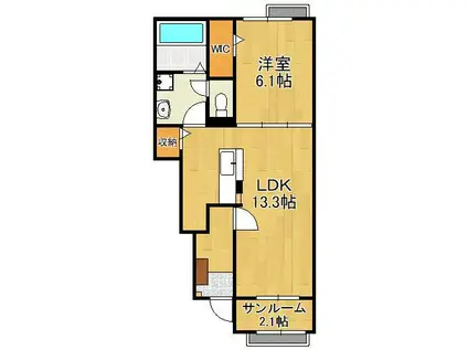 ボニート・アンジュⅢ(1LDK/1階)の間取り写真