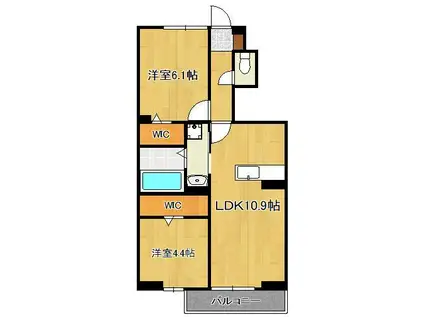 DROOM大原(2LDK/1階)の間取り写真